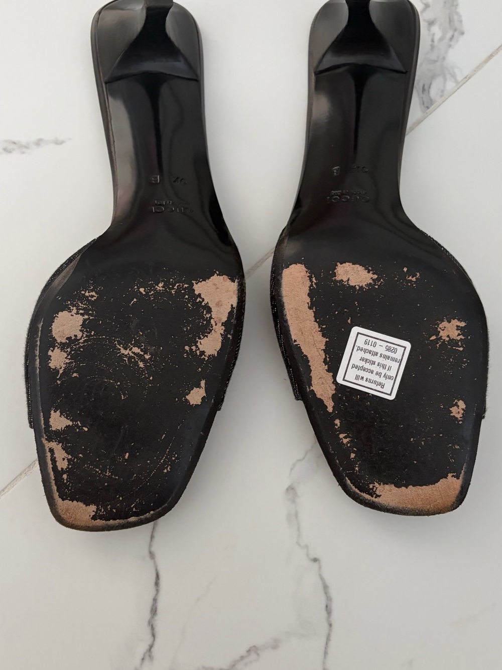 Gucci Black Monogram Open-Toe Slide Mules - Picture 5 of 5